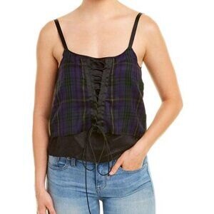 DIESEL Bnwt Sz Xs Womens Plaid Corset Tank Distressed Hem